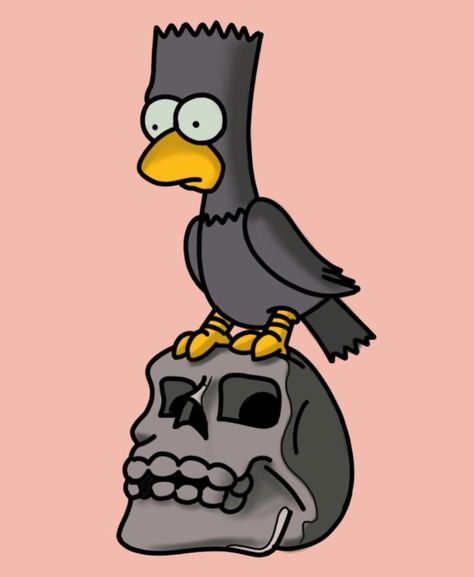 Bart - The Raven, The Simpsons: Treehouse of Horror Simpsons Halloween Tattoo, Treehouse Of Horror The Simpsons, Simpsons Characters Art, Treehouse Of Horror Tattoo, Simpson Treehouse Of Horror, Bart Simpson Tattoo, Simpson Characters, The Simpsons Halloween, The Simpsons Tattoo