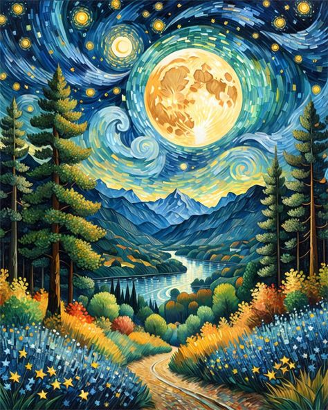 Amazon.com: ldazao Moon Paint by Numbers Kit for Adults Beginner Forest Adult Paint by Number Kits On Canvas Adults' Paint-by-Number Kits DIY Oil Painting Kits for Gift Home Wall Decor 16x20 Inch Universe Painting, Fantasy Universe, Diamond Art Kits, Moon Painting, Gems Art, Forest Painting, Diamond Painting Kits, Art Kits, Paint By Number Kits