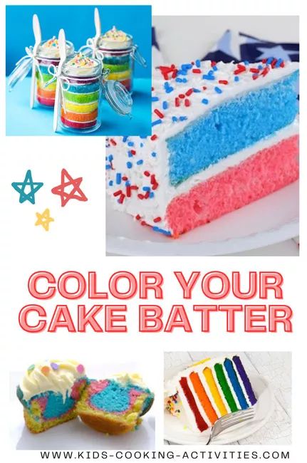 Colored Cake Batter, How To Color Cake Batter, Freezing Cake Batter, Funky Batter Buttercream Recipe, How Much Cake Batter For 12 Inch Pan, Cake Batter Dip Funfetti, How To Make Yellow, Food Coloring Chart, Bright Cakes