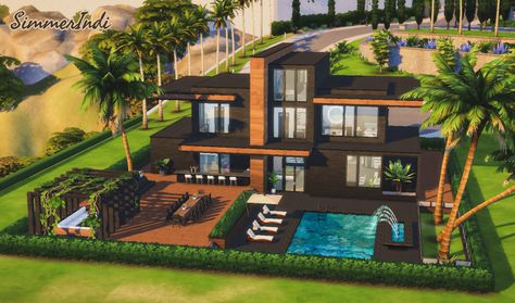 Sims 3 Mansion, Sims 4 Penthouse, Mansion Modern, Sims 4 Modern House, Modern Mansions, Lotes The Sims 4, Small House Blueprints, Sims 4 Gallery, Sims 4 Speed Build