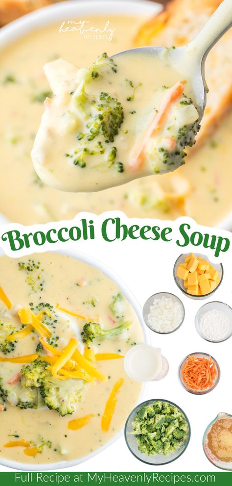 Broccoli and Cheese Soup Broccoli Soup Recipes Easy, Velveeta Broccoli Cheese Soup, Dinner Idea For Family, Broccoli And Cheese Soup Recipe, Healthy Broccoli Cheese Soup, Easy Broccoli Cheese Soup, Broccoli And Cheese Soup, My Heavenly Recipes, Broccoli Cheddar Soup Recipe