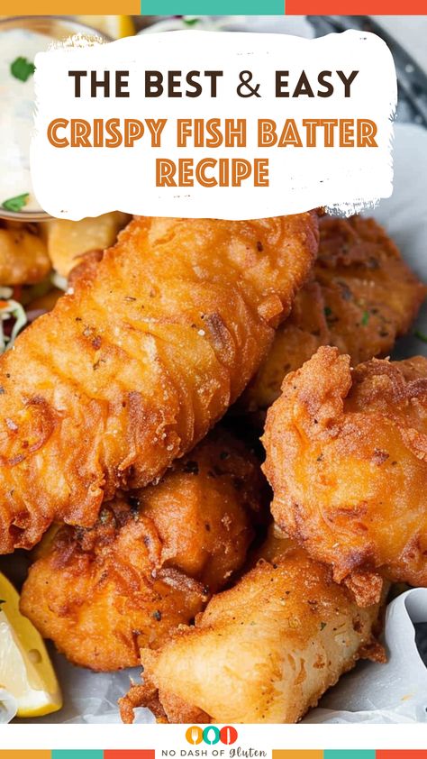 Create the ultimate fried fish with our Crispy Fish Batter Recipe! This simple mix guarantees a light, golden crust that keeps your fish tender and juicy on the inside. Perfect for family dinners or a special treat, it's quick to whip up and sure to impress. Ready in just 10 minutes! Love crispy fried fish? Pin this recipe and make your next seafood dish a hit! Best Fish Fry Batter, Best Fried Fish Batter, Batter For Fish Fry, Buttermilk Battered Fish, Crispy Fried Fish Batter, Easy Batter For Fish, Beer Battered Fish Recipes Deep Frying, Light And Crispy Fish Batter, Seafood Batter Recipe