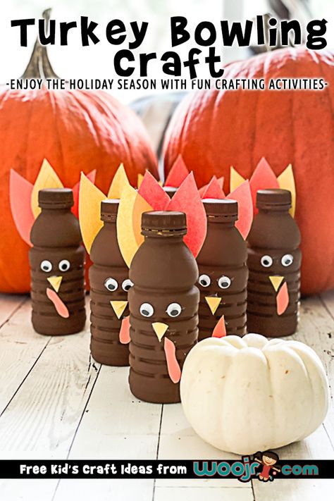 Turkey Outdoor Activities, Fall Bowling Game, Turkey Bowling Game, Turkey Bowling Pins, Pumpkin Bowling Game Fall Festivals, Diy Bowling Game, Holiday Mason Jar Crafts, Diy Bowling Pins, Turkey Bowling