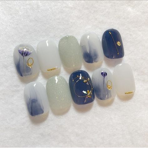 Navy Blue Nails Ideas, Denim Blue Nails, Navy Nails Design, Blue Nails Ideas, Wave Nails, Navy Nails, Navy Blue Nails, Soft Gel Nails, Nails Now