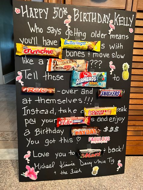 50th Birthday Wishes Funny, Birthday Candy Grams, Birthday Candy Poster, Candy Birthday Cards, Candy Bar Poster, Birthday Money Gifts, Birthday Wishes Greeting Cards, 50th Birthday Wishes, Candy Card