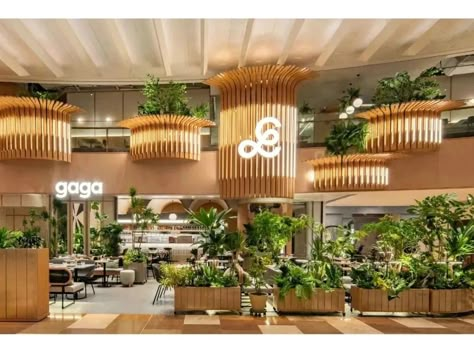 Food Court Landscape Design, Food Court Design Ideas, Bakery Shop Interior, Food Court Design, Atrium Design, Mall Shopping, Architecture Portfolio Design, Artificial Plant Wall, Airport Design