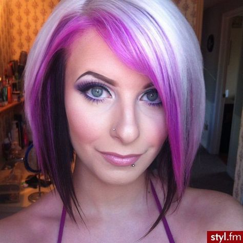 25 Best Blonde and Purple Hair Ideas for 2023 Short Purple Hair, Underlights Hair, Colourful Hair, Goth Hair, Funky Hairstyles, Color Techniques, Platinum Blonde Hair, Hair Color And Cut, Color Inspo