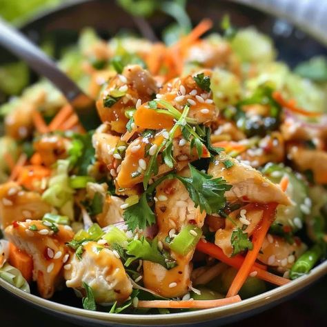 Sesame Chicken Salad – Page 2 – 99easyrecipes Sesame Chicken Salad 12 Tomatoes, Orange Sesame Chicken Salad, Sesame Chicken Salad Recipe, Orange Sesame Chicken, Sesame Chicken Salad, Sesame Vinaigrette, Asian Salads, Fancy Salads, Chicken Salad Ingredients