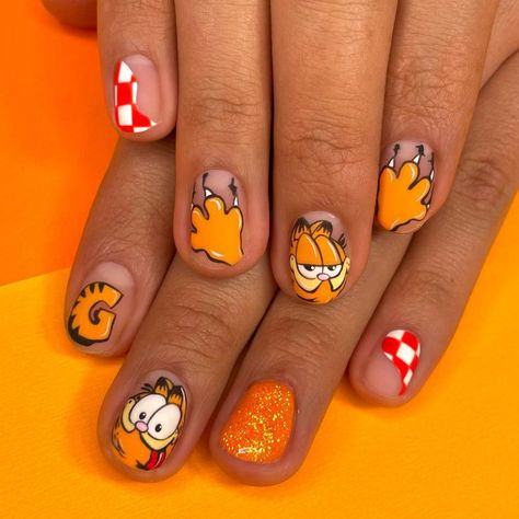 Character Nails, Nails 2017, Garfield Cat, Nails Fun, Punk Nails, Beauty Nails Design, Drip Nails, Goth Nails, Baby Nails