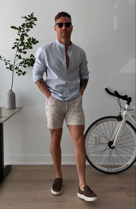 Espadrilles Outfit Men, Mens Linen Outfits, Sporty Outfits Men, Vacation Outfits Men, Men's Summer Fashion, Fashion Models Men, Nba Outfit, Classy Outfits Men, Mens Summer Outfits