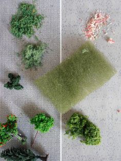 dolls houses and minis: How To Make a million things. This pic has to do with creating landscaping from the first step. Dollhouse Landscaping, How To Landscape, Dollhouse Tutorials, Dollhouse Garden, 동화 삽화, Faeries Gardens, Deco Nature, Miniature Projects, Miniature Trees