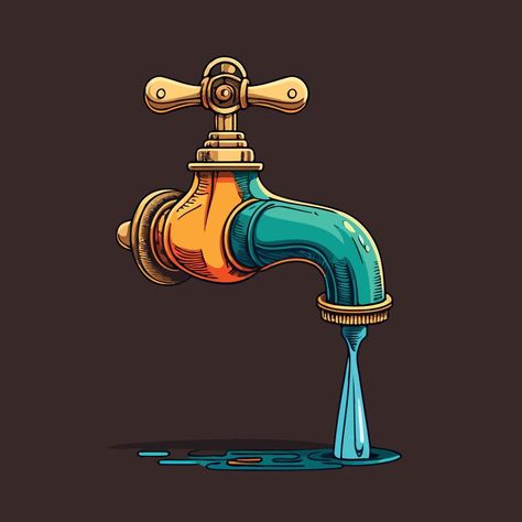 isolated minimalist metallic faucet Water Faucet Drawing, Faucet Drawing, Mini Project, Leaky Faucet, 3d Drawings, Water Faucet, Sink Faucets, Autocad, Vector Art