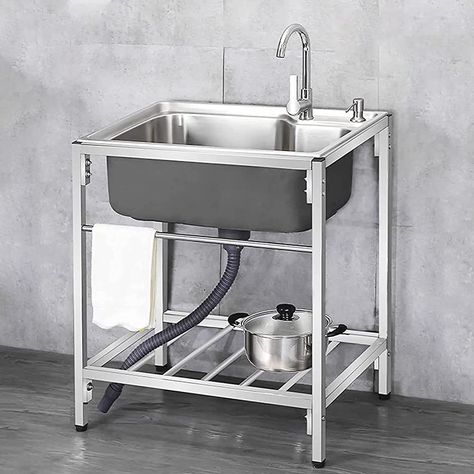 Kitchen Sink for Washing Single Bowl 304 Stainless Steel Utility Sinks Freestanding Outdoor camping dish washing station with Console & Stand for Indoor Garage Kitchen Laundry Room ( Size : 55*40*75cm : Amazon.ca: Tools & Home Improvement Camping Dish Washing, Dish Washing Station, Utility Room Sinks, Indoor Garage, Toilet Designs, Stainless Steel Utility Sink, Outdoor Sink, Utility Sinks, Washing Station