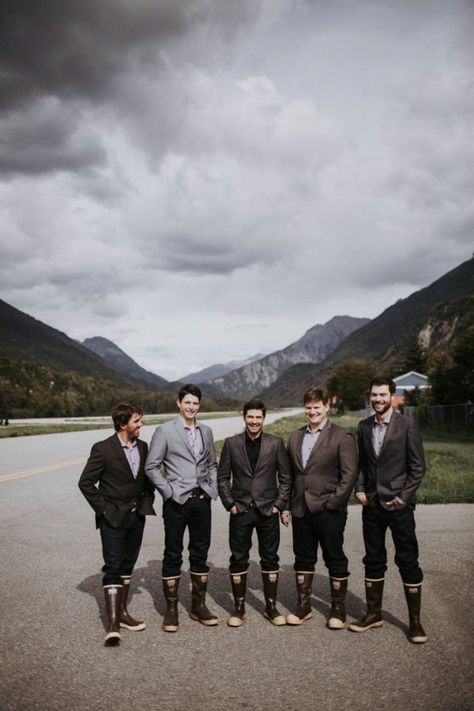 cozy-alaska-wedding-at-the-historic-skagway-inn-7 Alaskan Wedding, Outdoorsy Couple, Alaska Wedding, Groomsmen Photos, Ocean Wedding, Handsome Groom, Camp Wedding, Gettin Hitched, Seattle Wedding