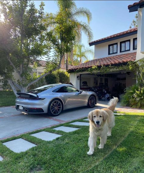 Luxury Lifestyle Automotive on Instagram: “Perfect photo with the Porsche 992 & Golden Retriever 🐶😍 via: @style_extravaganza What do you see first, the car or dog? By:…” Car In Driveway, Luxury Lifestyle Dreams, المملكة العربية السعودية, Pretty Cars, Future Lifestyle, Rich Life, Dream Lifestyle, 가을 패션, Future Life