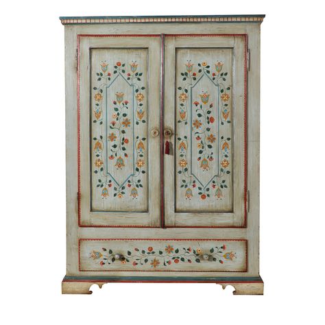 17th-Century-Style Tyrolean Landscape Wardrobe Vangelista 1960 | Artemest Old Wardrobe Makeover, Mirror Paintings, Cabinet Door Ideas, Hand Painted Dressers, Painted Armoire, Painted Wardrobe, Antique Wardrobe, Furniture Storage Cabinets, Scandinavian Traditional