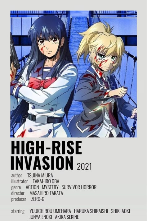 Anime Polaroid, High Rise Invasion, Anime Suggestions, Film Posters Minimalist, Animes To Watch, Poster Anime, Anime Printables, Anime Watch, Anime Titles