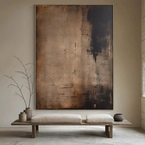 Wabi Sabi Art Modern Rustic Artwork, Lake House Guest Bedroom, Brown Oil Painting, Black Canvas Painting, Art Names, Studio Mood Board, Brown Abstract Painting, Wabi Sabi Painting, Artwork Living Room