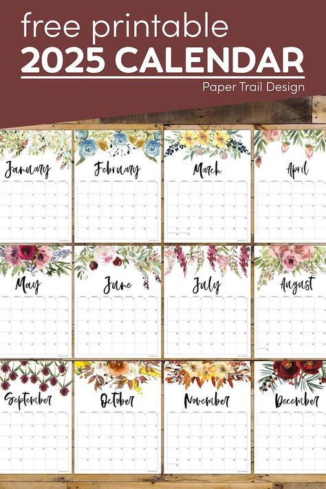 Use this monthly calendar printable for 2025 with a beautiful floral design for absolutely free Free Printable 2025 Calendar, Notepad Crafts, Free Classroom Printables, Paper Trail Design, Free Monthly Calendar, Free Printable Calendar Templates, Floral Calendar, Happy Planner Printables, Calendar Design Template