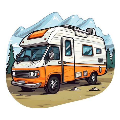 Photo creative digital art design illust... | Premium Photo #Freepik #photo Rv Pictures, Creative Digital Art, Camper Caravan, Digital Art Design, Camping Trailer, Premium Photo, Camper Van, Travel Trailer, Recreational Vehicles