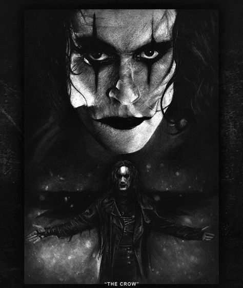 Vrána (1994) Brandon Lee The Crow, Crow Portrait, The Crow Brandon Lee, The Crow 1994, Lee Jordan, Crow Movie, Crow Skull, Charcoal Pencil, Brandon Lee