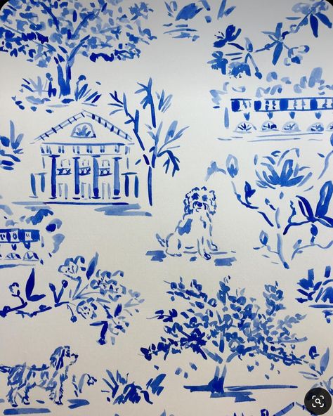 Coastal Pattern Design, Gina Langford, Blue And White Painting, Toile Wedding, Blue And White Watercolor, Watercolor Pattern Design, Toile Design, Chinoiserie Pattern, Pattern Elements