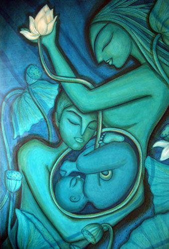 Sarbani Bhattacharya « The Gallery of Gnani Arts Indian Contemporary Art, Birth Art, Arte Doodle, Art Buddha, Pregnancy Art, Cubist Art, Buddha Art Painting, Mother Art, Abstract Art Painting Diy