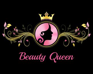 Beauty Queen Logo design - luxurious girly logo featuring woman face and hair silhouette in a circle, with crown above and elegant leaves ornament by left and right side. This logo is ideal for a beauty salon, beauty center, hair salon, spa center, etc. Price $0.00 Beauty Center Logo, Salon Board, Hair Silhouette, Girly Logo, Queen Logo, Basketball Background, Hand Lettering Logo, Diy Makeup Vanity, Digital Skills