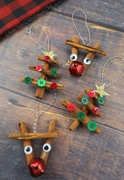 Cinnamon Stick Crafts, Cinnamon Stick Ornaments, Cinnamon Sticks Christmas, Stick Ornaments, Christmas Crafts Diy Decoration, Christmas Crafts To Make And Sell, Christmas Kids Crafts, Christmas Crafts Diy Projects, Kids Christmas Crafts