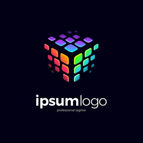 Cube Logo Design Creative, Cube Logo Design Ideas, Rubiks Cube Logo, Cube Logo Design, Pixel Logo, Cube Logo, Geometric Art Animal, Logo Technology, Classy Logos