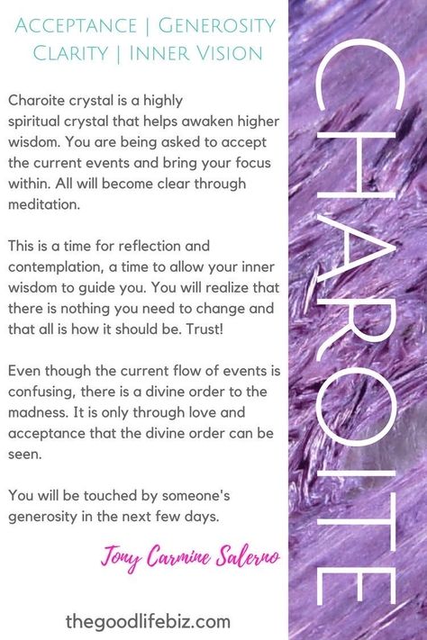 Charoite Meaning, Charoite Crystal, Crystal Cards, Stone Meanings, Crystal Seashells, Crystal Healing Properties, Crystals Meanings, Crystal Uses, Magical Stones