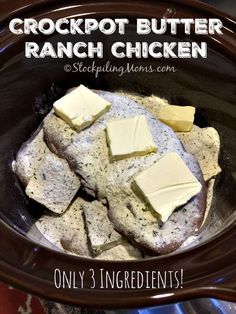 Only 3 ingredients needed for this easy Crockpot Butter Ranch Chicken dinner meal recipe and it tastes amazing! Butter Ranch Chicken, Ranch Chicken Recipes, Crock Pot Food, Chicken Crockpot Recipes Easy, Easy Crockpot Chicken, Crockpot Dishes, Ranch Chicken, Crock Pot Slow Cooker, Crockpot Recipes Slow Cooker