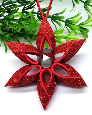 Glitter Paper Decoration Ideas, Diy Copper Christmas Ornaments, Glitter Foam Sheets Crafts, Christmas Crafts At Home, Foam Paper Christmas Ornaments, Christmas Decorations Tutorial, Flower Making Paper Craft Ideas, Christmas Decor Tutorial, 3d Christmas Stars Diy