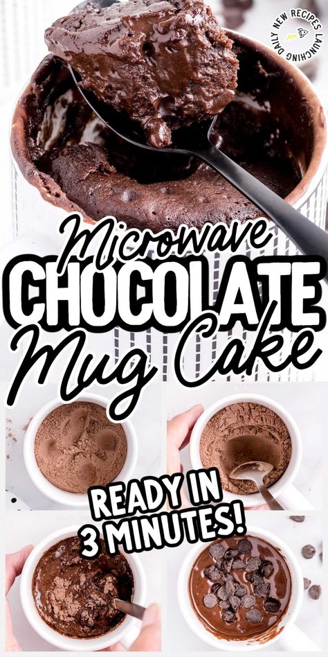 Mug Cake Frosting, Easy Chocolate Mug Cake, Microwave Mug Recipes, Jar Desserts, Pie Ideas, Fudgy Cake, Microwave Meals, Chocolate Chip Mug Cake, Molten Cake