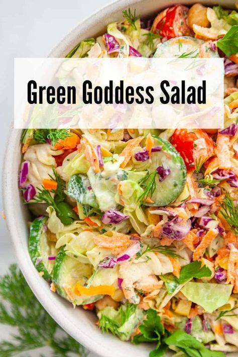 Chopped Green Goddess Salad, Green Godesses Salad Recipe, Goddess Salad Recipe, Green Goddess Salad Recipe, Green Goddess Salad Dressing, Green Goddess Salad, Goddess Salad, Healthy Dressing, Salad Chicken