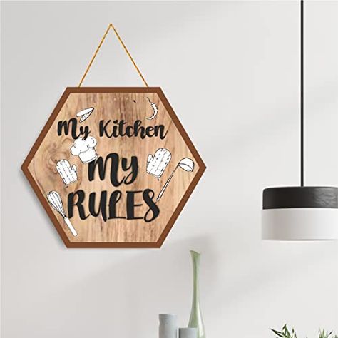 Nupur Studios “My Kitchen My Rules” Wall Decoration/Wall Hanging/Kitchen, Restaurant Wall Mounted Decoration Check more at https://productsoffer.in/nupur-studios-my-kitchen-my-rules-wall-decoration-wall-hanging-kitchen-restaurant-wall-mounted-decoration/ My Kitchen My Rules Wall Art, Kitchen Wall Hanging Ideas, Kitchen Diy Decor, Kitchen Wall Art Diy, Small Kitchen Diy, My Kitchen My Rules, Wall Hanging Kitchen, Wall Art Indian, Sublimation Ideas Projects Inspiration