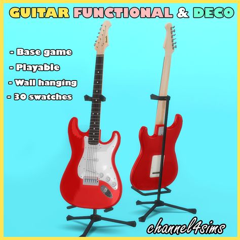 TS4: Guitar Functional and Deco | Patreon Sims 4 Functional Cc, Sims 4 Functional, Around The Sims 4, Sims Love, Sims Videos, Realistic Games, The Sims 4 Packs, Sims 4 Game Mods, Sims 4 Cc Packs