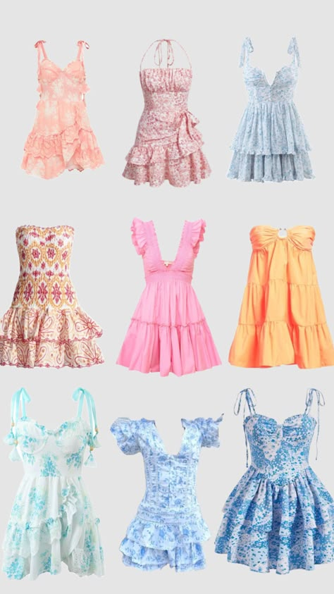 Rio Themed Party Outfit, Coconut Girl Dresses, Teens Tropical Dresses, Greece Clothing, Summer Beach Fairycore Dress, Summer Party Coquette Dress, Cocunut Girl Aesthetic Outfit, Sweet Sixteen Dresses, Greece Outfit