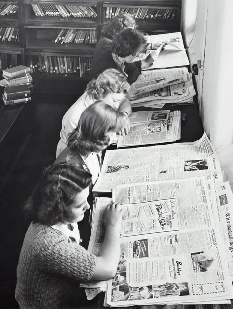 You hear a lot about the media these days—but it's funny it's always lumped together like that. The media. That generalization makes it sound like one organization. But really the websites, newspapers, magazines, news broadcasts, and more, that you consume are produced by many different media organizations that all have different interests and people in charge... Newspaper Pictures, Newspaper Photo, Student Picture, College Library, Middle Grade Books, Media Literacy, Woman Reading, Photos Of Women, Vintage Pictures