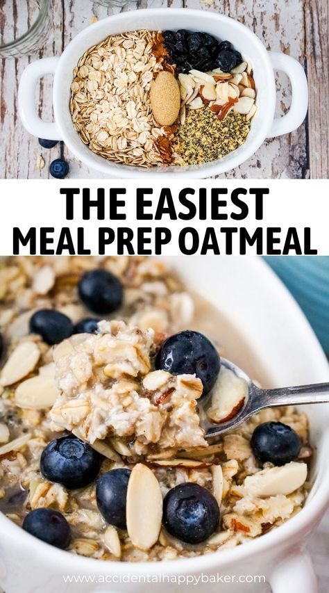 Meal prep oatmeal is a sustaining blend of oats, seeds, dried fruit and nuts that's easy to make in batches for grab and go breakfasts. Can be eaten hot or as overnight oats. Oatmeal Prep For The Week, Hot Breakfast Meal Prep, Meal Prep Oatmeal, Oatmeal Prep, Oatmeal Meal Prep, Easiest Meal Prep, Make Ahead Oatmeal, Vegetable Slow Cooker, Oatmeal Packets