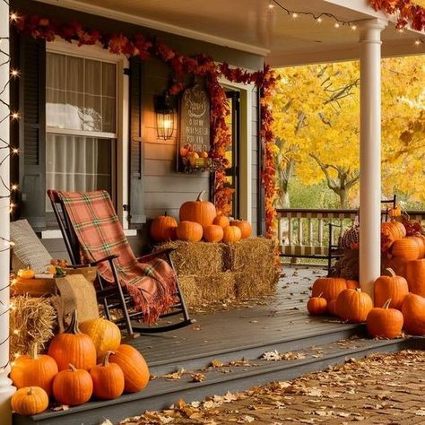 If ThE wOrLd HaD a FrOnT pOrCh Decorating With Hay Bales For Fall, Fall Decor With Hay Bales, Fall Porch Decor Ideas, Porch Halloween, Fall Front Porch Decor Ideas, Fall Front Porch Ideas, Fall Porch Decor, Cozy Fall Decor, Fall Front Porch Decor