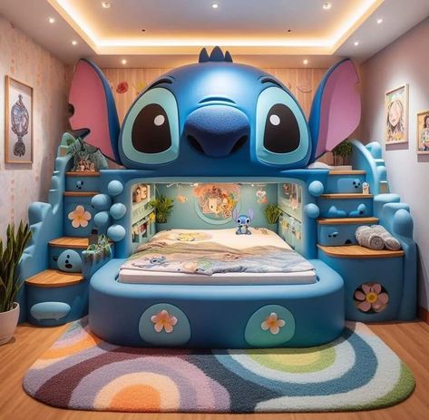 Stitch Bedroom, Stitch Bed, Lilo And Stitch Toys, Stitch Decor, Fall Bedroom Ideas, Lilo And Stitch Characters, Bed Aesthetic, Lilo And Stitch Merchandise, Disney Room Decor