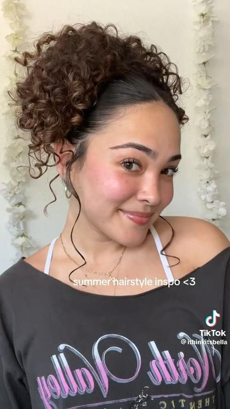 Cute Hairstyles For Curly Hair Natural Mexican, Hair Up Styles For Curly Hair, Simple Curly Half Up Half Down, Medium Hair Styles For Curly Hair, Soft Dramatic Curly Hair, Curly Bun Hairstyles Short Hair, Cute Updo Curly Hair, Bridal Hairstyles For Curly Hair Natural Curls, High Bun Hairstyles Curly Hair