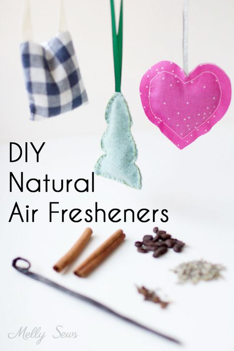 DIY Natural Air Fresheners - Melly Sews Sewing For Men, Melly Sews, Holiday Hand Towels, Gifts To Sew, Car Accessories Diy, Diy Air Freshener, Natural Air Freshener, Diy Envelope, Car Air Fresheners