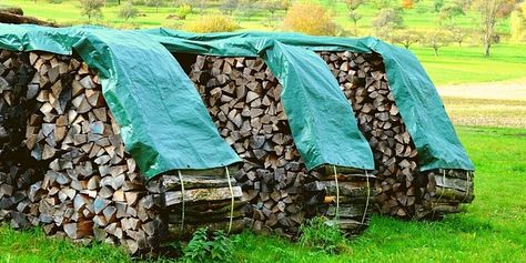 Should Firewood Be Covered With a Tarp? - Walden Backyards Firewood Cover Diy, Firewood Cover, Firewood Storage Outdoor, Stacking Wood, Fabric Weave, Types Of Fire, Wood Pile, Firewood Rack, Ground Covering