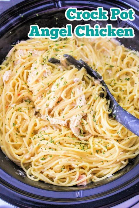 Slow Cook Chicken Thighs, Slow Cooker Angel Chicken, Healthy Lasagna Soup, Chicken Spaghetti Recipe Crockpot, Slow Cook Chicken, Easy Chicken Spaghetti, Angel Chicken, Italian Chicken Crockpot, Slow Cooker Chicken Stew