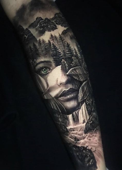 Nature Tattoo Sleeve Women, Natur Tattoo Arm, Portrait Tattoo Sleeve, Animal Tattoos For Women, Animal Sleeve Tattoo, Mother Nature Tattoos, Nature Tattoo Sleeve, Forest Tattoos, Leg Sleeve Tattoo