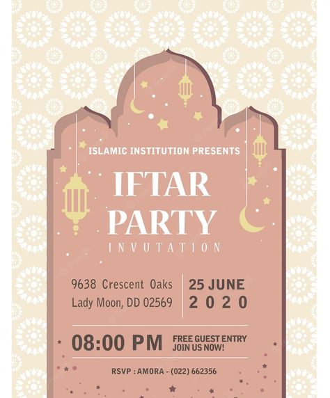 Premium Vector | Ramadhan iftar invitation paper template Paper Lantern Garland, Iftar Invitation, Electronic Music Poster, Party Banner Template, Event Poster Template, Iftar Party, Eid Mubarak Card, Eid Crafts, Summer Party Invitations