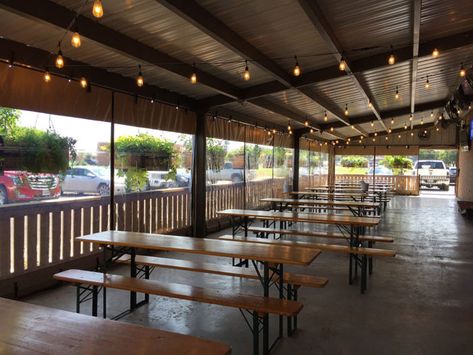 Our clear vinyl patio panels are easy to roll up & use. Enhance your restaurant's patio with our commercial roller shades. Contact us today for a free quote! Vinyl Patio Covers, Winter Patio, Restaurant Remodel, Southern Patio, Hanok House, Outdoor Restaurant Patio, Garden Roof, Outside Seating Area, Outdoor Restaurant Design