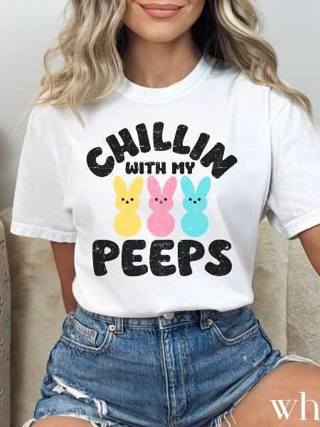 Chillin with my Peeps Comfort Colors Shirt, Retro Easter Peeps Tee, Vintage Neon Bunny Top, Funny Easter Clothing, Cute Bunny Shirt Hanging With My Peeps, Easter Clothing, Chillin With My Peeps, Retro Easter, Easter Shirts, Vintage Neon, Funny Easter, Cute Shirt Designs, Clothing Cute